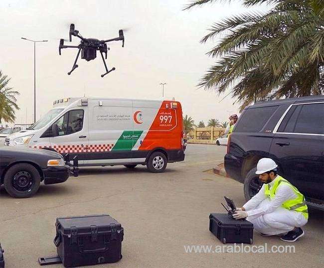 drone-are-used-to-monitor-human-body--temperatures-in-buraidah-livestock-market-saudi