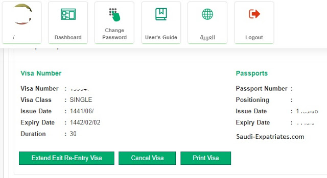 Procedure to Extend Dependent's Exit Re-Entry visa in Absher, Who are outside Saudi Arabia