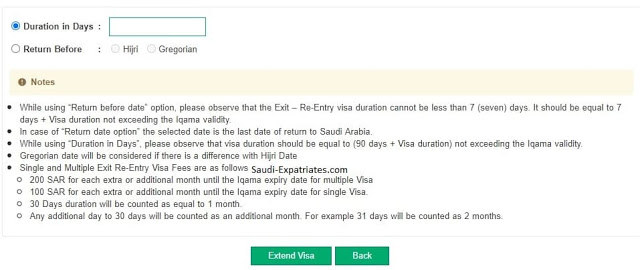 Procedure to Extend Dependent's Exit Re-Entry visa in Absher, Who are outside Saudi Arabia